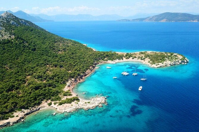 3 Island Cruise from Athens Unlimited Food Wine and Scenic Views - Agistri from 11:15 a.m. to 12:45 p.m.