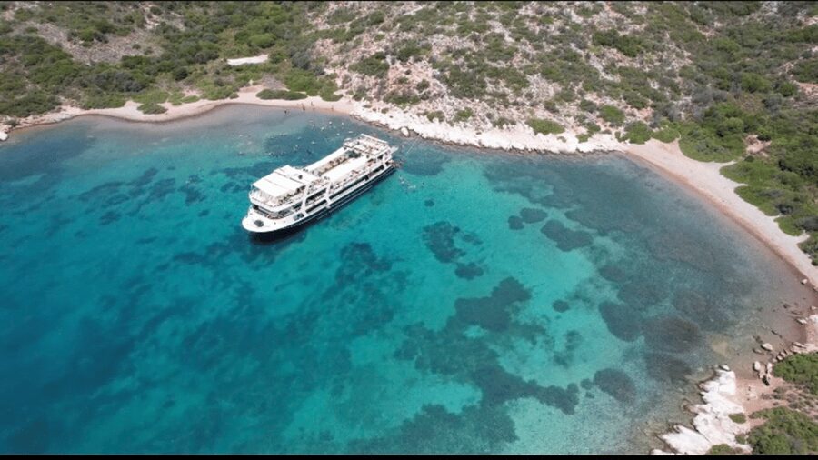 Cesme: Islands and Bays Boat Trip with BBQ Lunch - BBQ Lunch After the First Swim