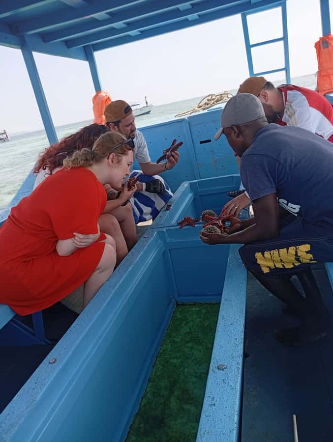 Diani Beach: Glass-Bottom Boat Cruise to Robinson Island - Safety briefing and the short cruise offshore