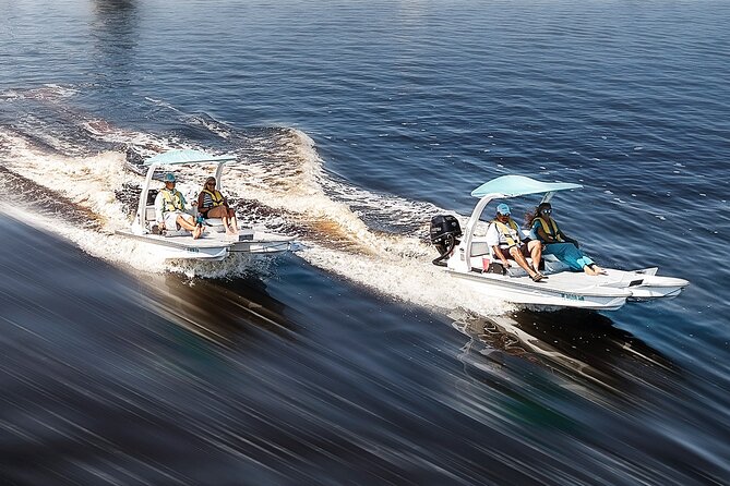 Drive your Own 2 Seat Fun Go Cat Boat on Marco Island - The 30-minute arrival lesson matters