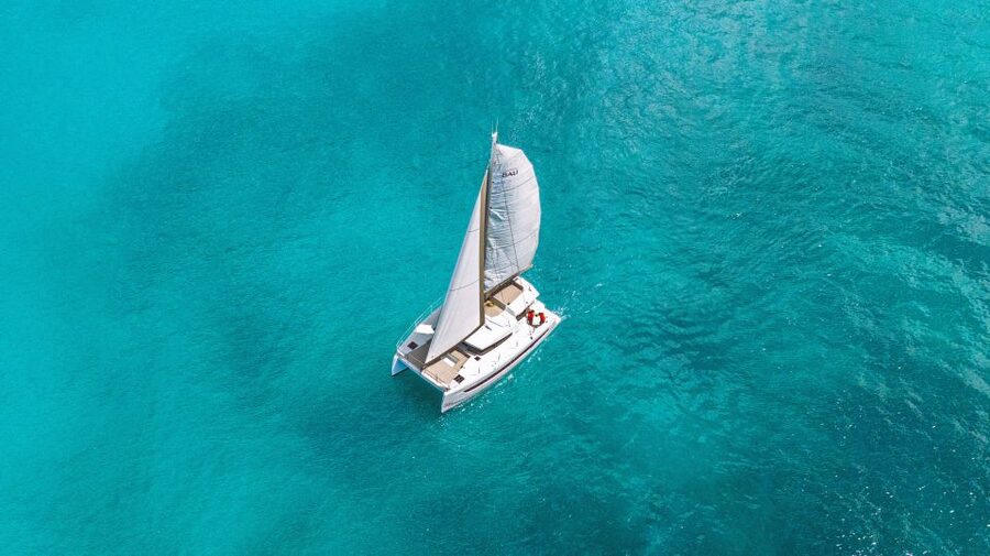 From Corralejo/Caleta de Fuste: Lobos Island Catamaran Trip - Sailing toward Lobos Island