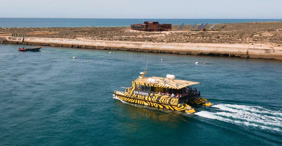 From Faro: Catamaran Boat Trip to Deserta Island with Stop - The 45-minute catamaran ride through Ria Formosa
