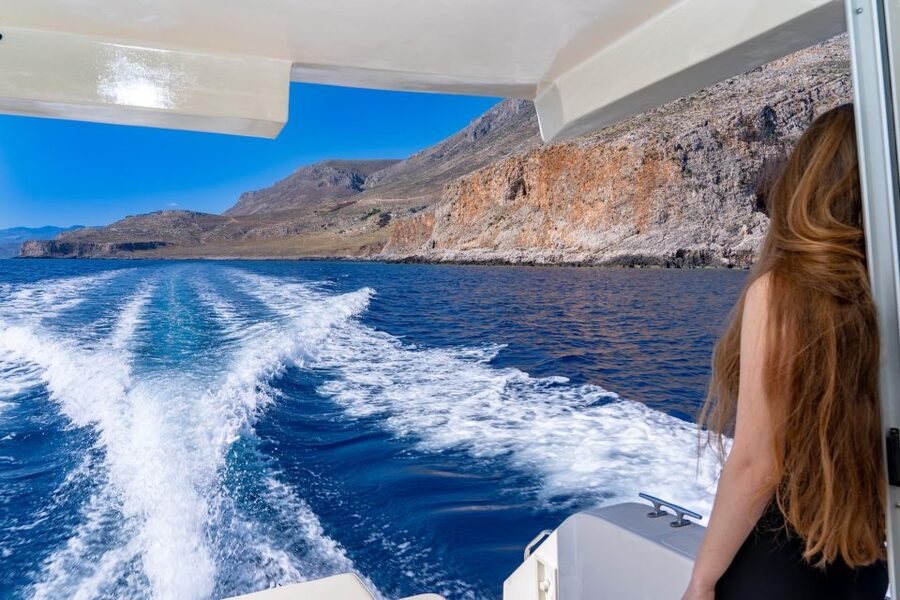 From Kissamos: Private Boat Cruise to Historic Pirate Island - Balos from the water