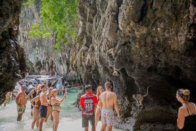 From Koh Phi Phi island and 7 Islands Long Tail Boat Trip - Shark Point starts the water time