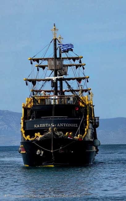 From Kos: 3-Island Boat Trip with BBQ & Water Slide - Plati turns the boat into a water playground