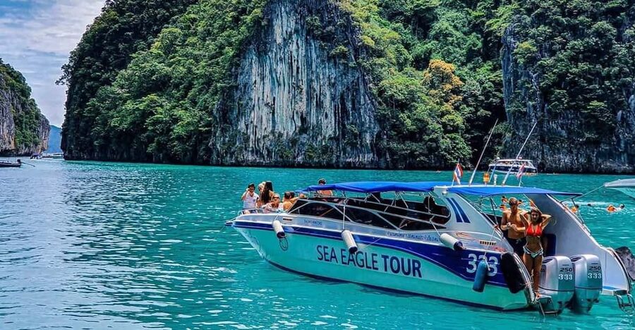 From Krabi: Phi Phi Islands Speedboat Day Tour - Monkey Beach from the water