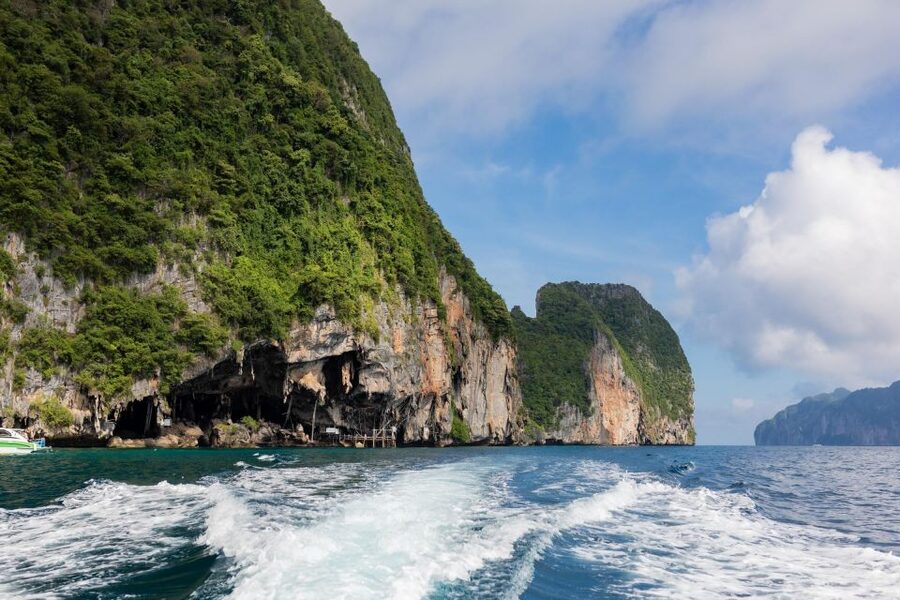 From Phi Phi Island: Maya Bay Sunset & Plankton by Speedboat - Maya Bay at golden hour