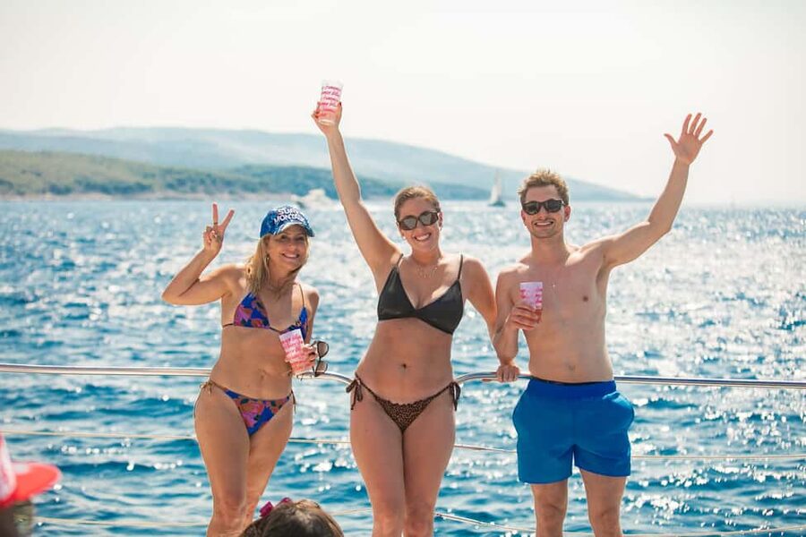 From Split: Catamaran Cruise to Golden Horn & Brač island. - Supetar to Vidova Gora by bus