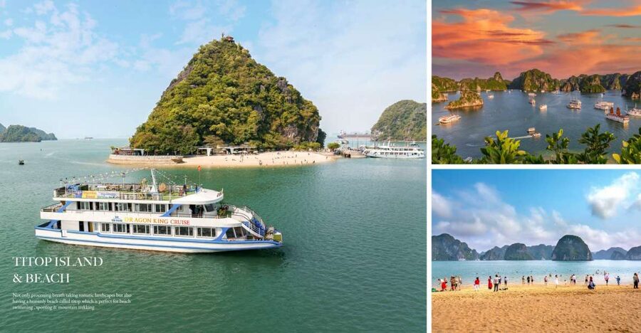 Hanoi: Ha Long Bay Cruise Day Tour visit Titop island & Cave - Boarding the boat and eating lunch on the bay