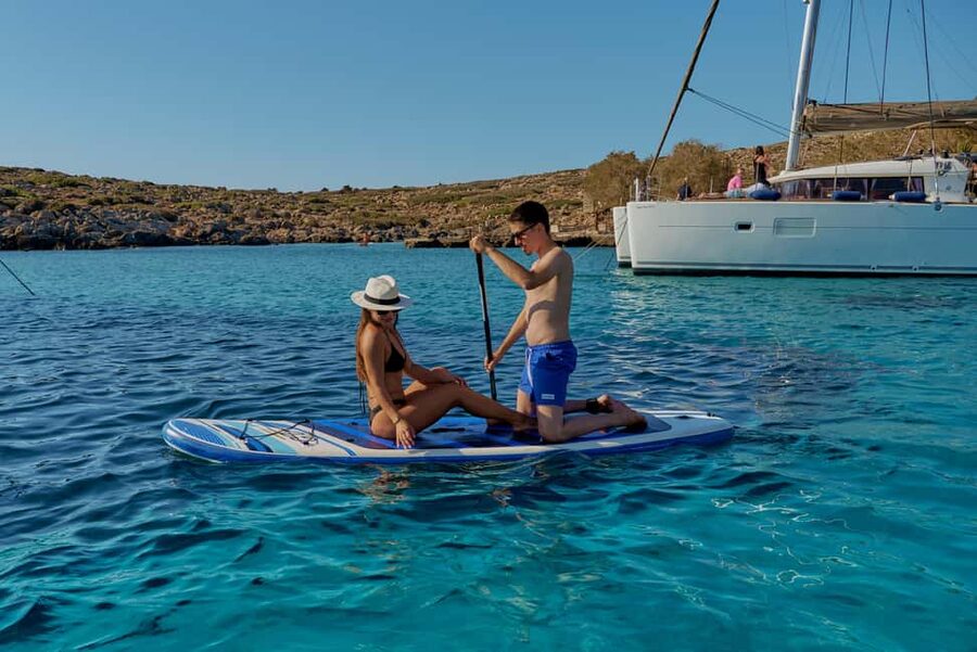 Heraklion: Dia Island Catamaran Cruise with Dinner and Wine - A Mediterranean dinner prepared at sea