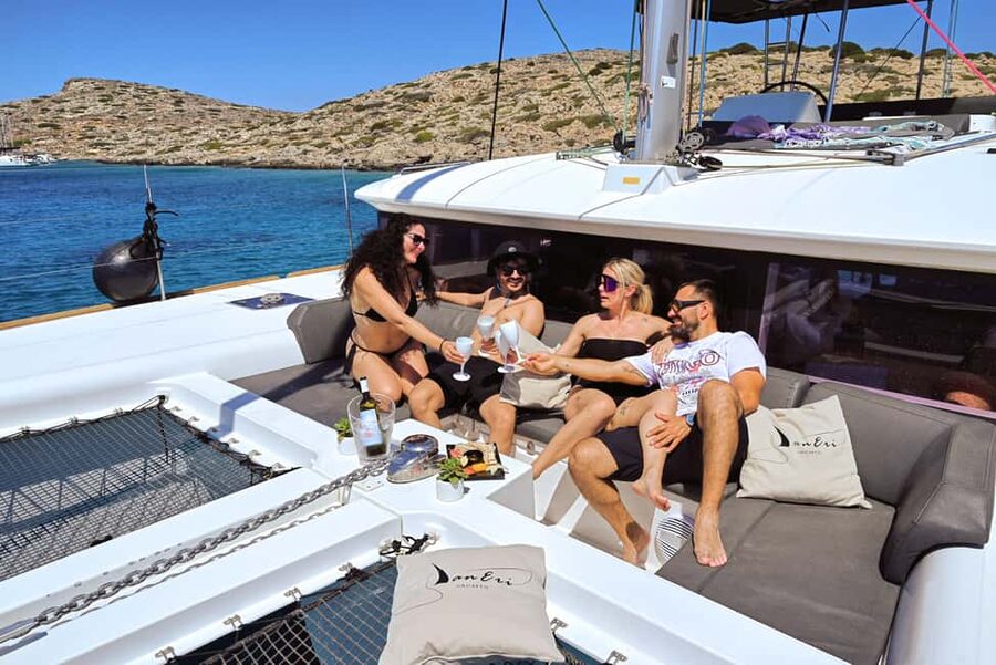 Heraklion:Dia Island Catamaran Cruise with Lunch, Water Toys - Meeting the crew at Marina Café