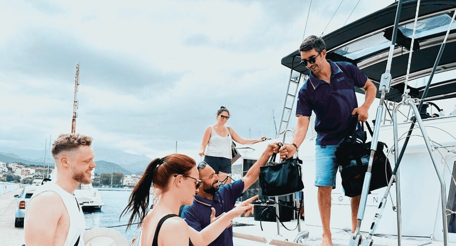 Hersonissos: Private Catamaran Cruise, Dia Island with Lunch - Lunch cooked aboard the catamaran