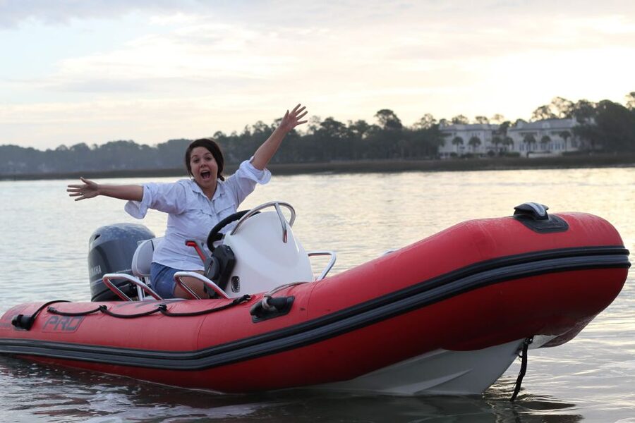 Hilton Head Island: Mini Boat Dolphin Tour - The safety briefing and first turn at the controls