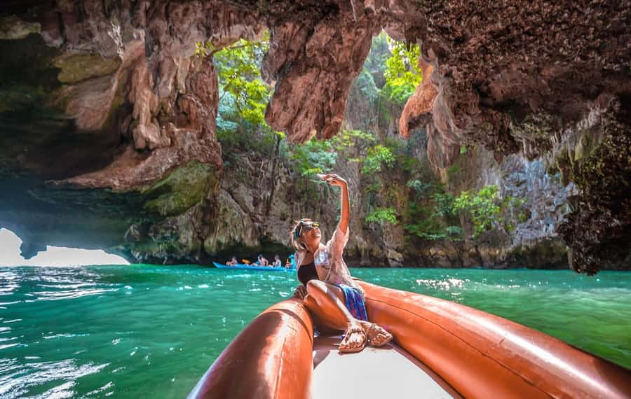 Khao Lak: James Bond Island & Canoeing Tour by Longtail Boat - Longtail boat views across the bay