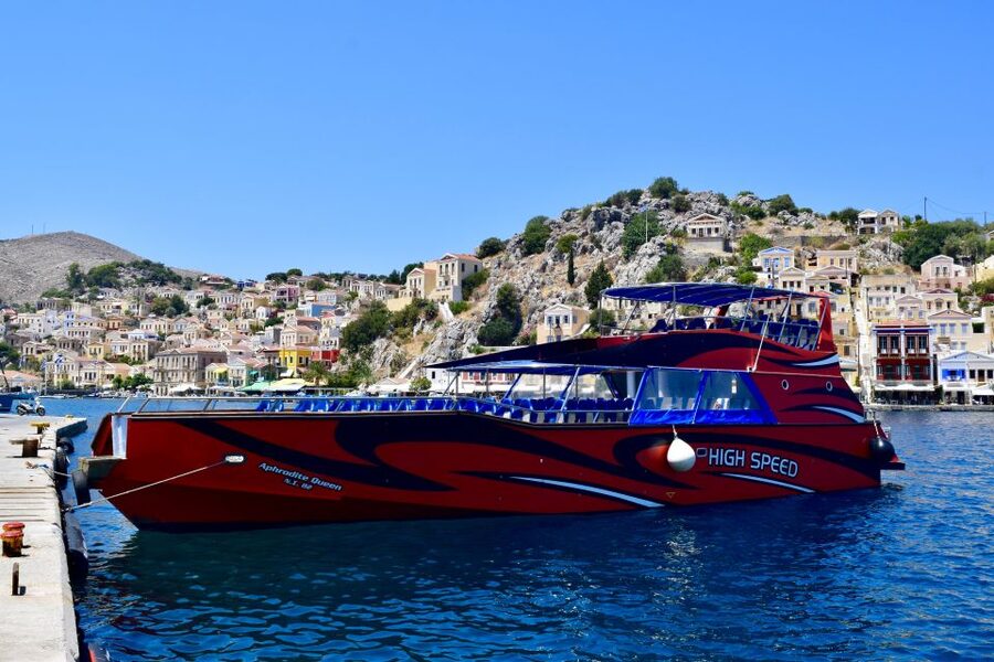Kiotari, Lardos, Pefkos, & Lindos: Speedboat to Symi Island - Saint George Bay and the 30-minute swim