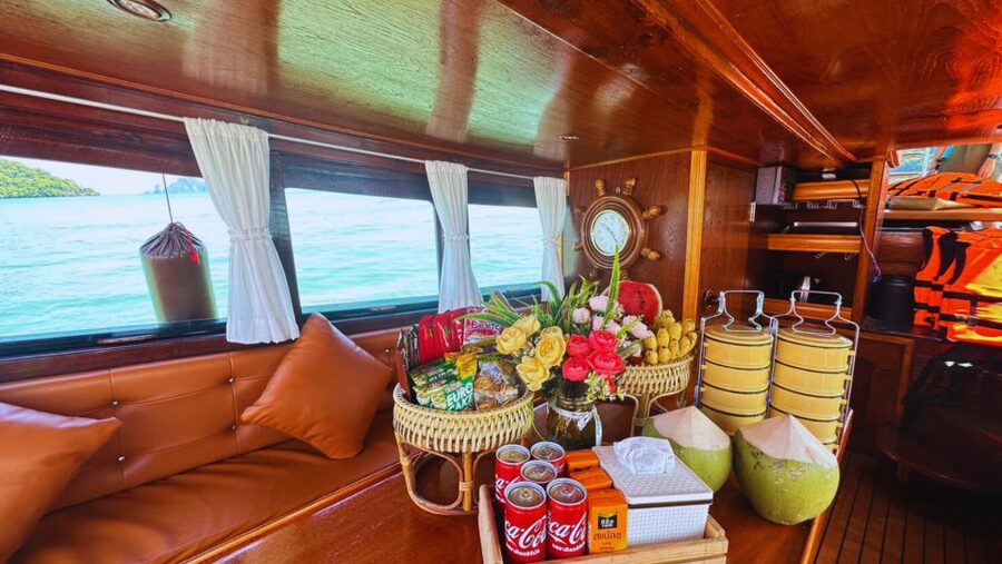Krabi 4 island by luxury vintage boat sunrise / sunset - Ko Poda’s white beach and limestone pillar