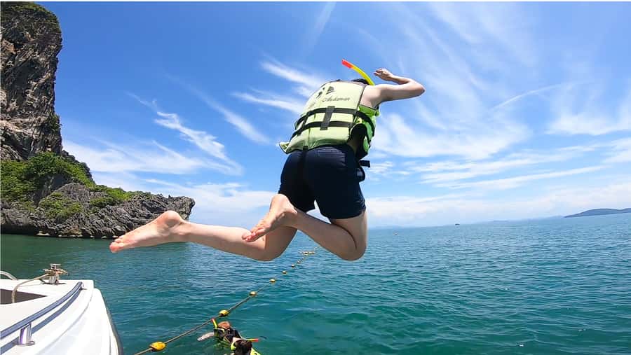 Krabi: 4 Islands Day Tour by Speedboat or Longtail Boat - Chicken Island’s famous rock profile