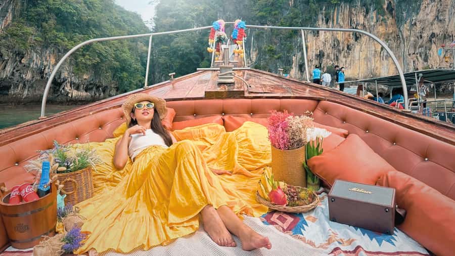 Krabi: Luxury Sunset Cruise to Hong Island Private Tour - Hong Island: beach time, snorkeling, and a steep view