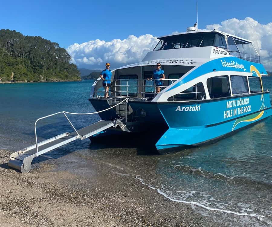 Paihia/Russell: Hole in the Rock Cruise with 2 Island Stops - The first island stop and the Twin Lagoons view