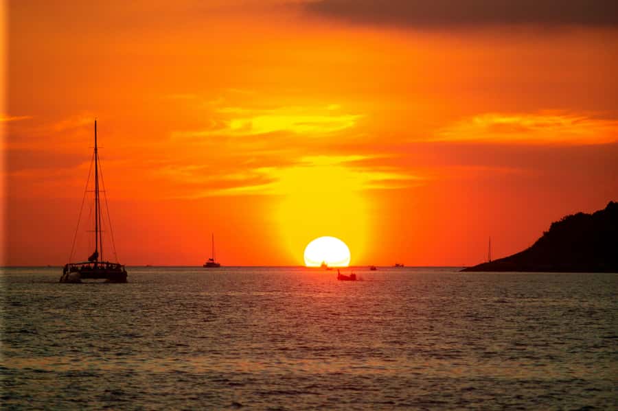 Phuket: Coral Island Day Trip and Sunset Dinner by Catamaran - Catamaran views on the way to Coral Island