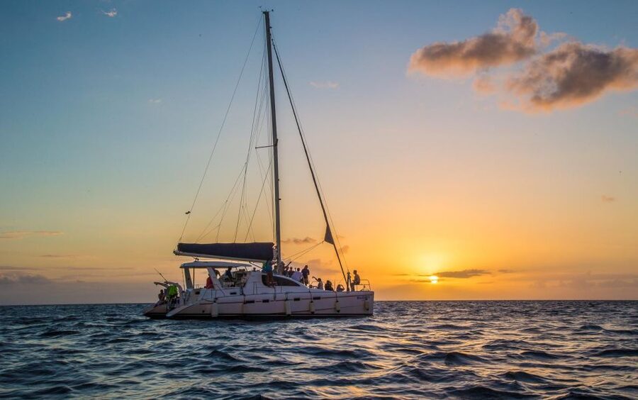 Phuket: Coral Island & Sunset Dinner by Sailing Catamaran - Coral Island, white sand, and water activities