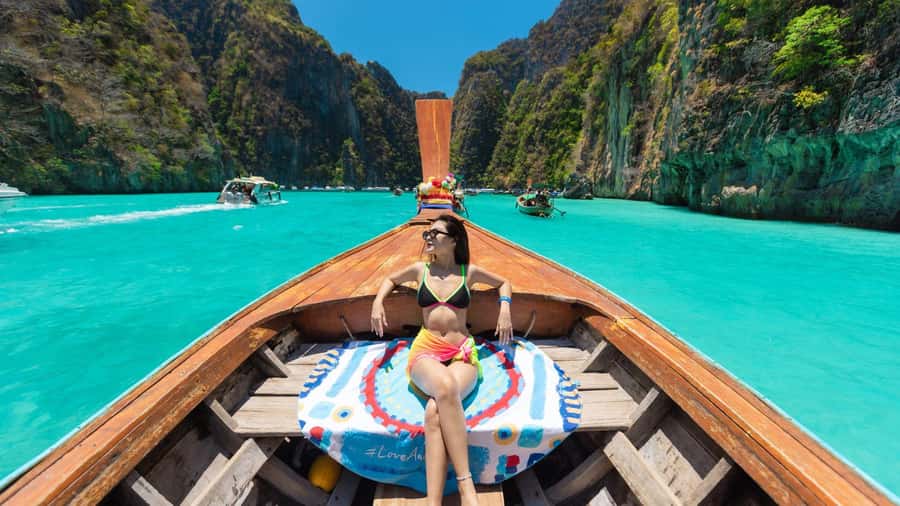 Phuket: Phi Phi Pileh Lagoon Bamboo Island by Speed Boat - Monkey Bay from the water