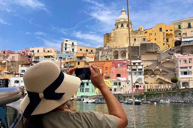 Procida Island Tour by Boat 2h 15m with Swimming and Underwater Photos - Pozzo Vecchio and the beach from Il Postino