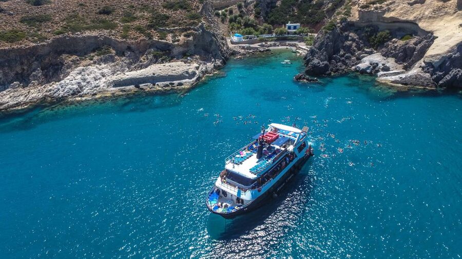 Rhodes Town: Boat Trip to Symi Island and St Marina Bay - The boat, seating, and onboard facilities