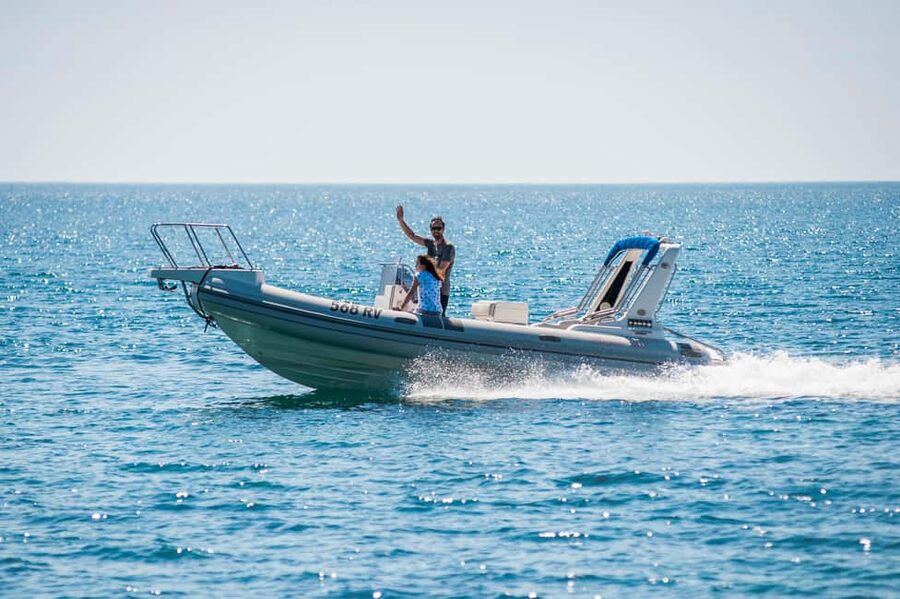 Rovinj: Red Island and Pirate Cave speedboat tour - Leaving Rovinj with the old town in view