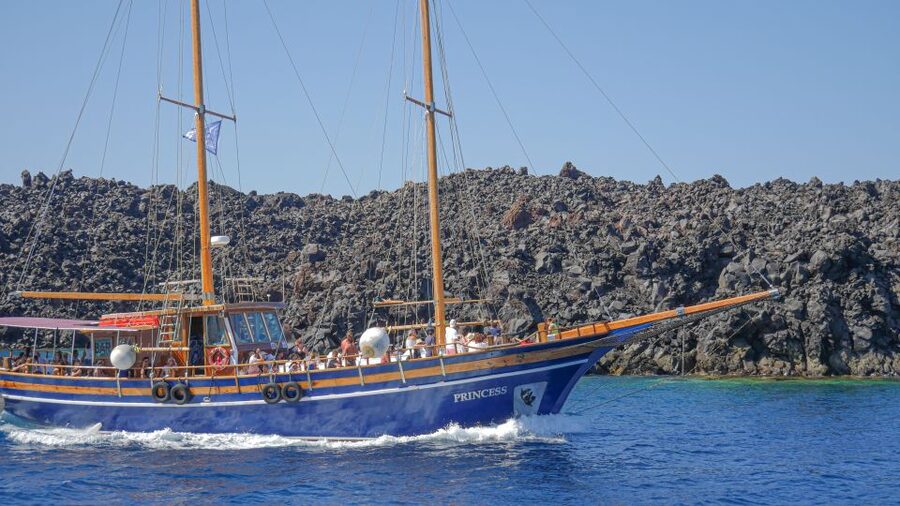 Santorini 2-Day Combo: Volcano Boat Cruise & Island Bus Tour - Day one: Nea Kameni and the living volcano