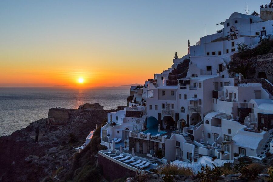 Santorini Island Bus Tour and Caldera Sunset Cruise - Palea Kameni and the Sulfurous Springs