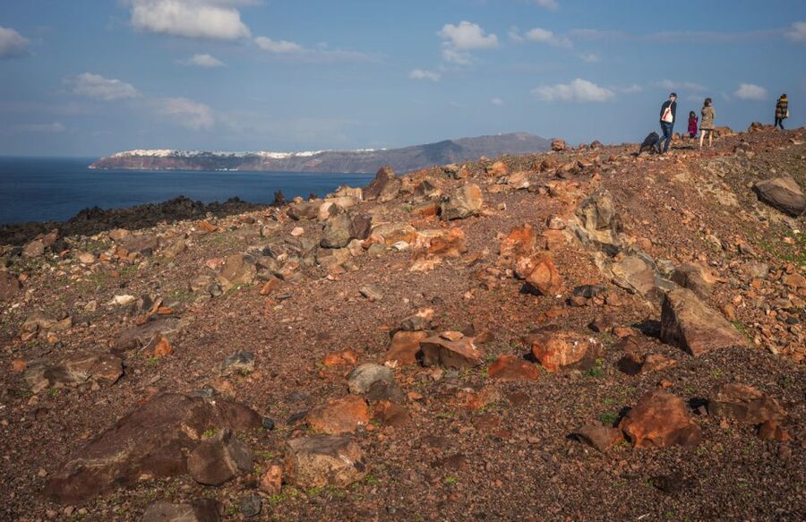 Santorini: Thirassia Islands and Volcano Guided Cruise - The Palea Kameni hot springs swim