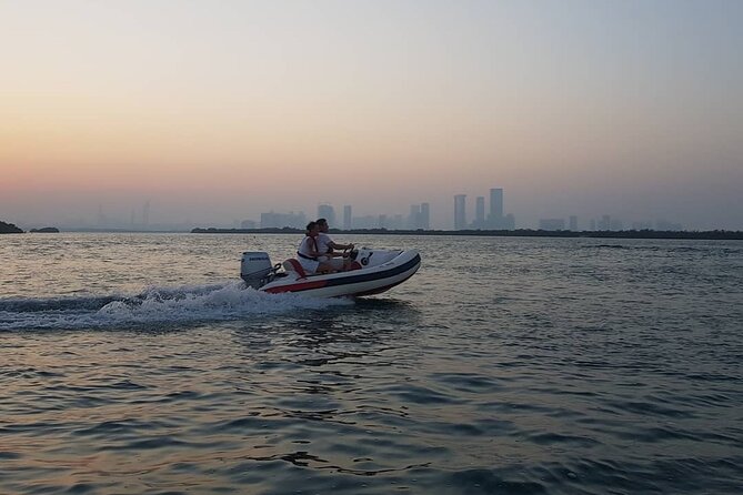 Small-Group Self-Drive Speedboat Tour in Yas Island Mangroves - Heritage Island and the Abu Dhabi skyline from the water